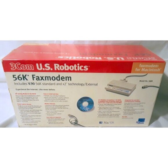 3Com US Robotics 56K Faxmodem External for Macintosh V.90 X2 Technology - Picture 2 of 2